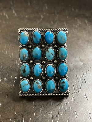 #ad turquoise In Row square sterling silver Adjustable ring $250.00