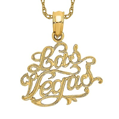 #ad 14K Yellow Gold Las Vegas Necklace Charm Pendant $142.00