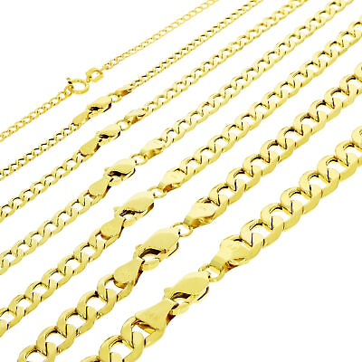 #ad 14K Yellow Gold 2mm 7.5mm Italian Cuban Link Curb Chain Necklace 16quot; 30quot; Hollow $119.99