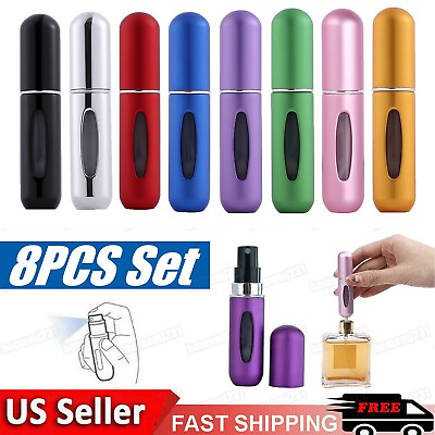 #ad #ad 8 PCS Mini Travel Perfume Atomizer Bottle Portable Spray Pump Case Refillable $13.99
