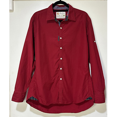 #ad Robert Graham Jeans Burgundy Button Up Shirt Size Large EUC Serial No. 046732 $32.95