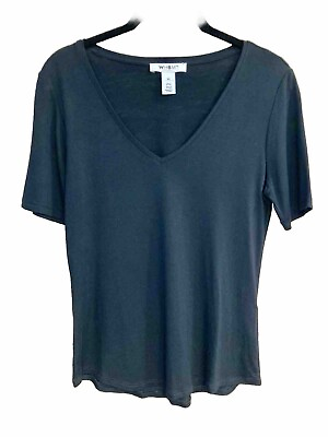 #ad WHBM Short Sleeve V Neck T Shirt Sz XS Black NWOT $14.99