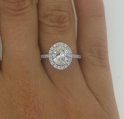 #ad 2.4 Ct Pave Cathedral Oval Cut Diamond Engagement Ring VS1 H White Gold 14k $4975.00