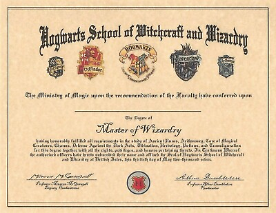 #ad Harry Potter Hogwarts School Certificate Of Graduation Can Be Personalized 🧙🏻‍ $2.33