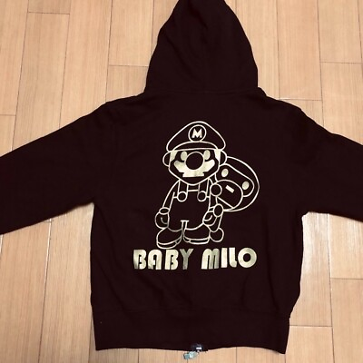 #ad BATHING APE BABY MILO Hoodie Mario Edition Black Size L　Japan F S $190.00