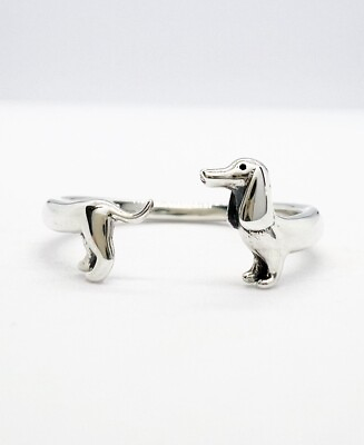 #ad Dachshund Adjustable Ring Dog Pet One Size Genuine 925 Sterling Silver 💖 GBP 16.95