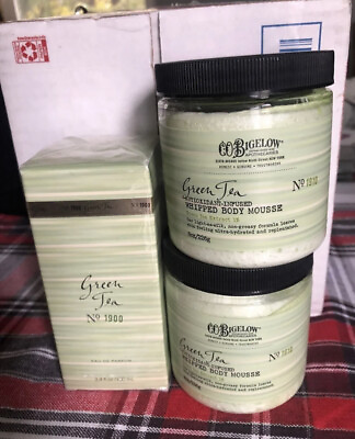 SEALED RARE bbw c.o.bigalow green tea perfume and 2x body mousse $349.99