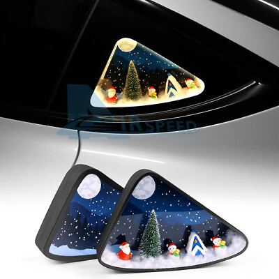 #ad Car Triangle Window Light Decoration Christmas Gift Ornament For Tesla Model Y $99.99