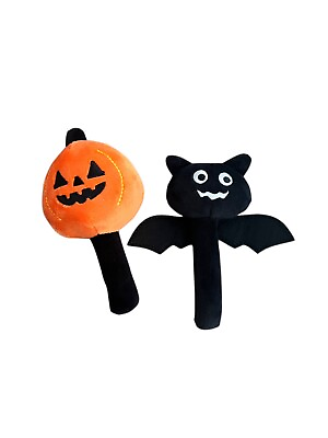 #ad NWOT Halloween Bat and Pumpkin Dog Squeaker Plush Toys With Bag $8.95
