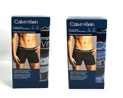 Calvin Klein CK Men#x27;s Soft Cotton Boxer Briefs Underwear 4 Pack Size S $26.05