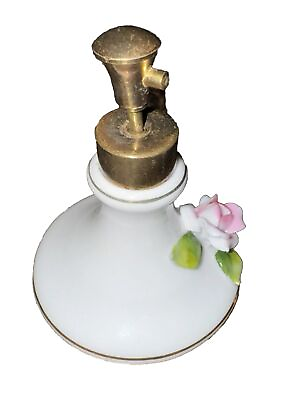 #ad Antique Perfume Atomizer Sprayer Vanity Rose Porcelain Small $18.00