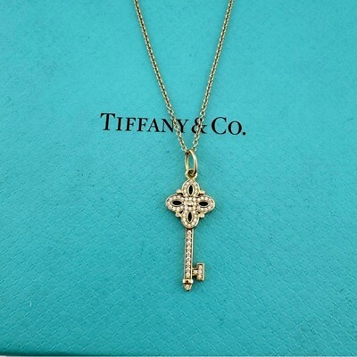 #ad Tiffany amp; Co. Diamond Mini Victoria Key Necklace 18k Rose Gold 16quot; $2507.50