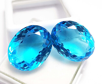 #ad 33.65 Ct Natural Ocean Blue Aquamarine Oval Cut Pair Loose Gemstone $37.83