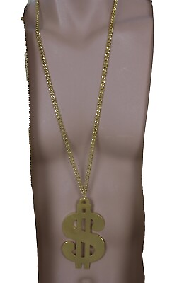 #ad Men Hip Hop Big Necklace Gold Metal Chain Long American Dollar $ Solid Pendant $10.46