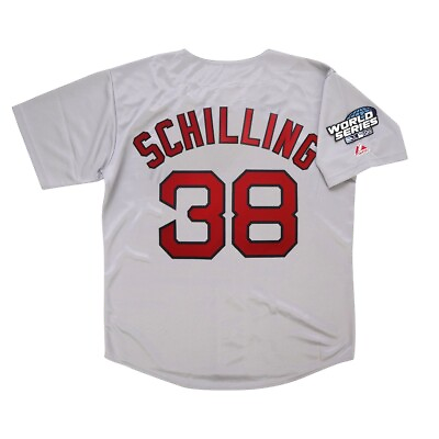 #ad Curt Schilling 2004 Boston Red Sox Grey Road World Series Jersey Men#x27;s S 3XL $129.99