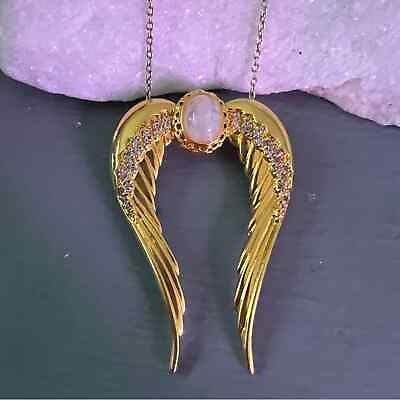 #ad 925 Sterling Silver gold vermeil Angel Wings Necklace $98.00