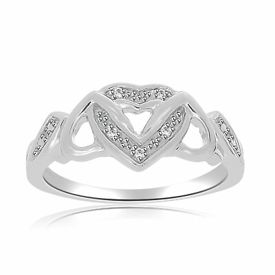 #ad Heart Anniversary Wedding Ring Natural Diamond Accent 925 Sterling Silver $50.59