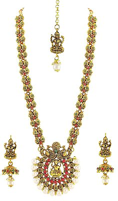Brass and Ruby Necklace Set for Women amp; Girls Gold $30.59