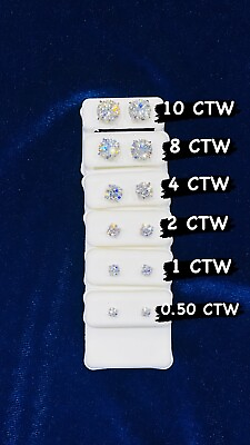 #ad 925 Sterling Silver 0.50CTW 10CTW VVS Moissanite Studs Earrings $249.99