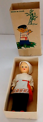 #ad VINTAGE Soviet Doll Hard Plastic Custom Dressed with Original Box Made in USSR $22.95