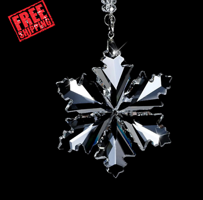 #ad Crystal Large Annual Edition Christmas Gift Ornament Snowflake Holiday New $16.91