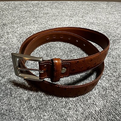 #ad NEW Belt Mens 38 Brown Genuine Leather Adjustable Buckle Casual $19.99