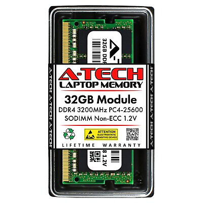 #ad A Tech 32GB PC4 25600 Laptop SODIMM DDR4 3200 MHz Non ECC 260 Pin Memory RAM 32G $62.99