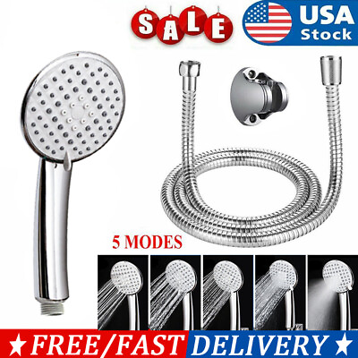 #ad 5 In 1 High Pressure Shower Head 5 Spray Settings with Shower Hose amp; Holder US $8.99