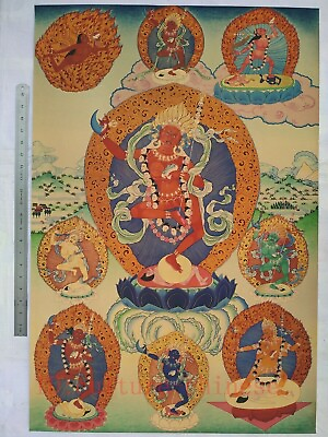 #ad 35 inch China Tibet Buddhism Silk Thangka Vajravārāhī Buddha Portrayal Mural $27.50