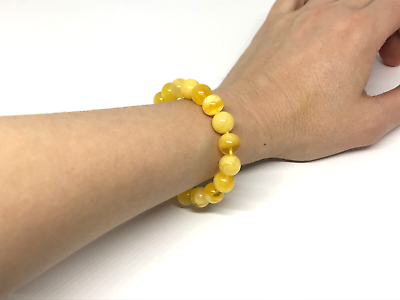 #ad Amber Bracelet Gift Round Beads Baltic Stone Natural Yellow Unique 127g 18448 $179.74