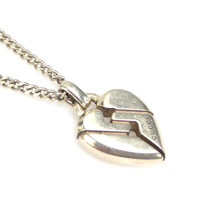 #ad Auth GUCCI Heart Motif Pendant Necklace Silver 925 e58299i $169.00