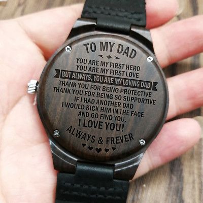 #ad To My Dad My Loving Dad Engraved Wooden Watch for Dad Anniversary Birthday Gift $29.95
