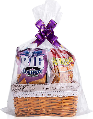 #ad Clear Basket Bags 25 Packs Large Cellophane Wrap for Baskets and Gifts 16X24 I $16.24