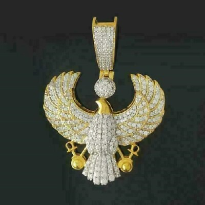 14K Yellow Gold Over Diamond Flying Eagle Ankh Men#x27;s Charm Pendant with 2.20 CT $152.24