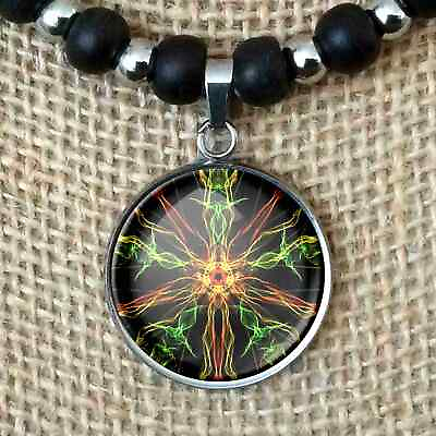 #ad Abstract Plasma Cool Hypnotic Gift Pendant Leather Necklace Men#x27;s Women#x27;s Choker $13.00