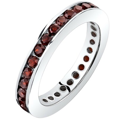 #ad 1 carat Natural Garnet Eternity Band Ring in Sterling Silver $60.99