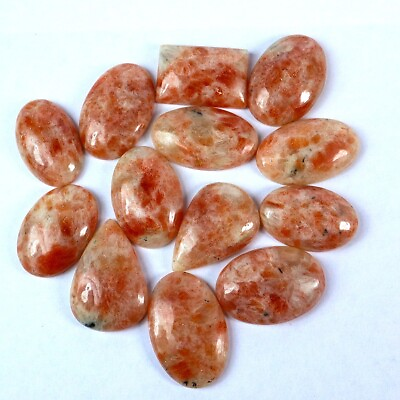 #ad Top 434 Ct 13 Pc Natural Fiery Sunstone Mix Cab Gemstone Wholesale Lot 28 32 mm $20.99