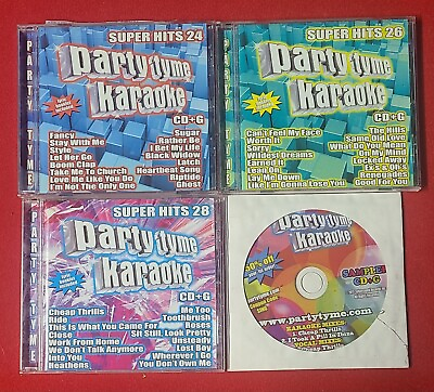 #ad 🌟 PARTY TYME KARAOKE Super Hits Volumes 24 26 amp; 28 Sampler 4 CD Lot👀 $4.99