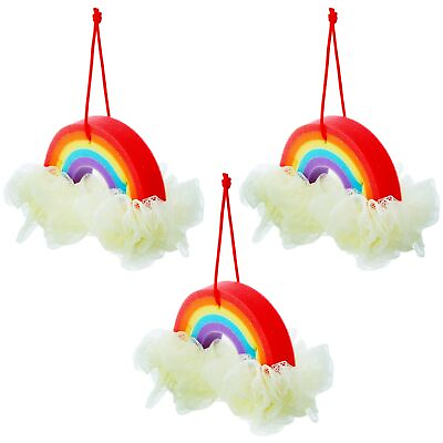 #ad Rainbow Loofah Body Scrubber Bath Sponge 3 Pack $13.99