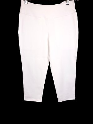 #ad Wicked by Women with Control Petite Prime Stretch Denim Crop Pants White PS Size $12.50
