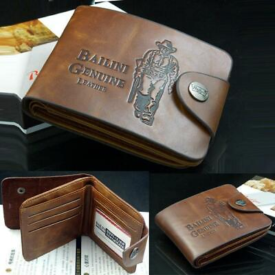 #ad Men#x27;s Hunter Leather Bifold Wallet ID Card Holder Purse Billfold Handbag Clutch $7.86