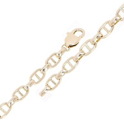 #ad 10k Yellow Gold Solid Oval Mariner Link Chain Bracelet 7quot; 6.7mm 12.3 grams $615.49