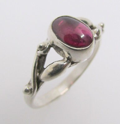 #ad 925 STERLING SILVER OVAL GARNET SOLITAIRE RING SIZE 6 1.8 G $9.95