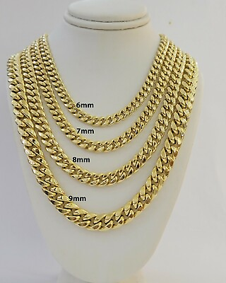 #ad 14k Yellow Gold chain Miami Cuban Link Necklace 6mm 9mm 18quot; 30quot; Real Gold Sale $3798.79