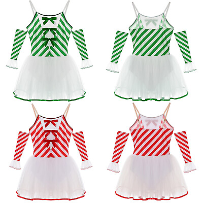 #ad US Womens Christmas Spaghetti Straps Santa Cosplay Costume Xmas Fashion Striped $19.82