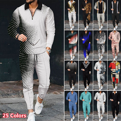 #ad High Quality Men#x27;s T shirt and Pants Tops Set Casual Long Sleeve 2 Piece Suits $41.49