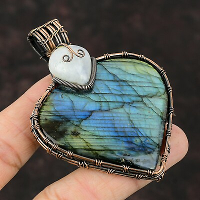 #ad Gift For Women Jewelry Wire Wrapped Pendant Copper Labradorite Gemstone 3.11quot; $18.00