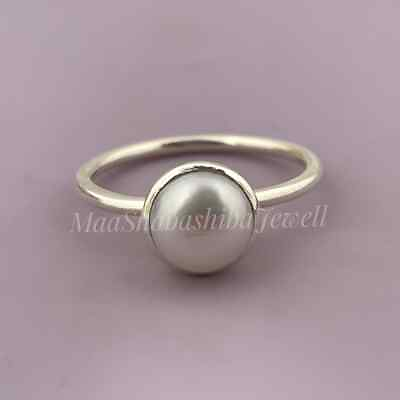 #ad Natural Pearl Ring 925 Sterling Silver Ring Fresh Water Pearl Ring Handmade $9.59
