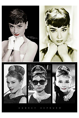 #ad Audrey Hepburn 3 Individual posters Sepia White Gloves Red Lips Triptych Iconic $34.99
