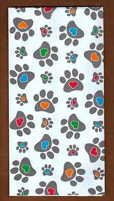 Dog Paw Gift Wrap Footprints Guide Dogs for the Blind Wrapping Paper Hearts $3.50